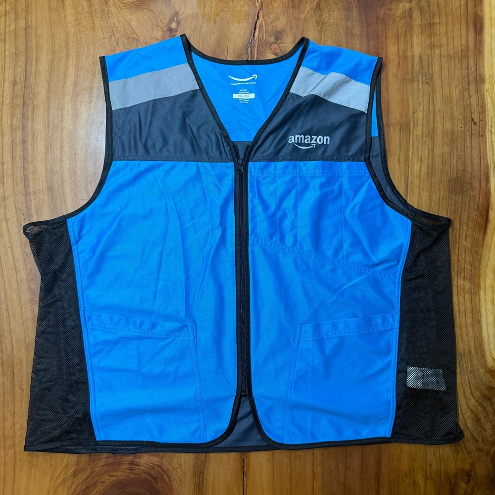 Amazon Jacket Vest Mens 2XL 3XL Reflective Lightweight full zip Delivery V3-21